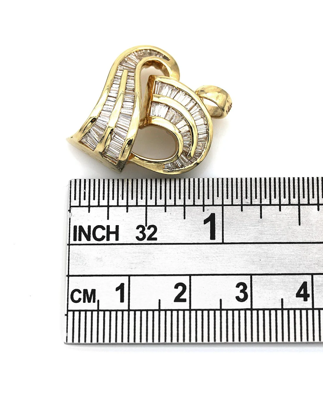 2 Row Baguette Diamond Heart Pendant - Image 3