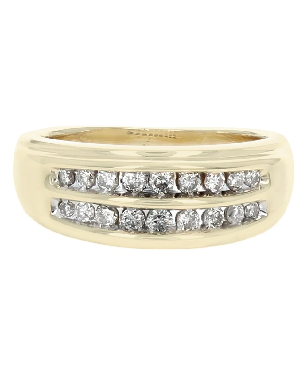 2 Row Diamond Fluted Accent Ring in White and Yellow Gold - Image 2