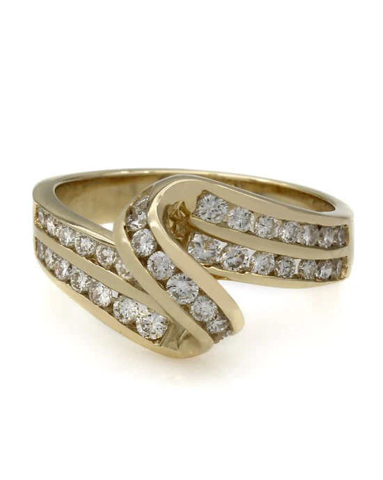 2 Row Diamond Ribbon Bypass Ring - Image 2