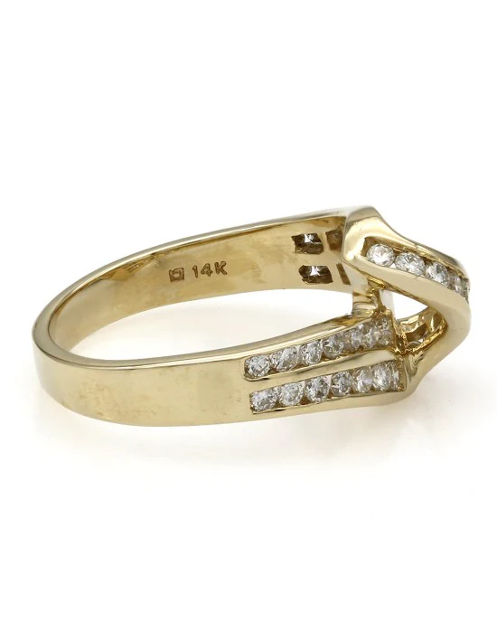 2 Row Diamond Ribbon Bypass Ring - Image 3