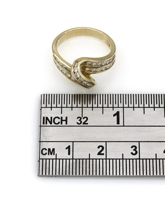2 Row Diamond Ribbon Bypass Ring - Image 4