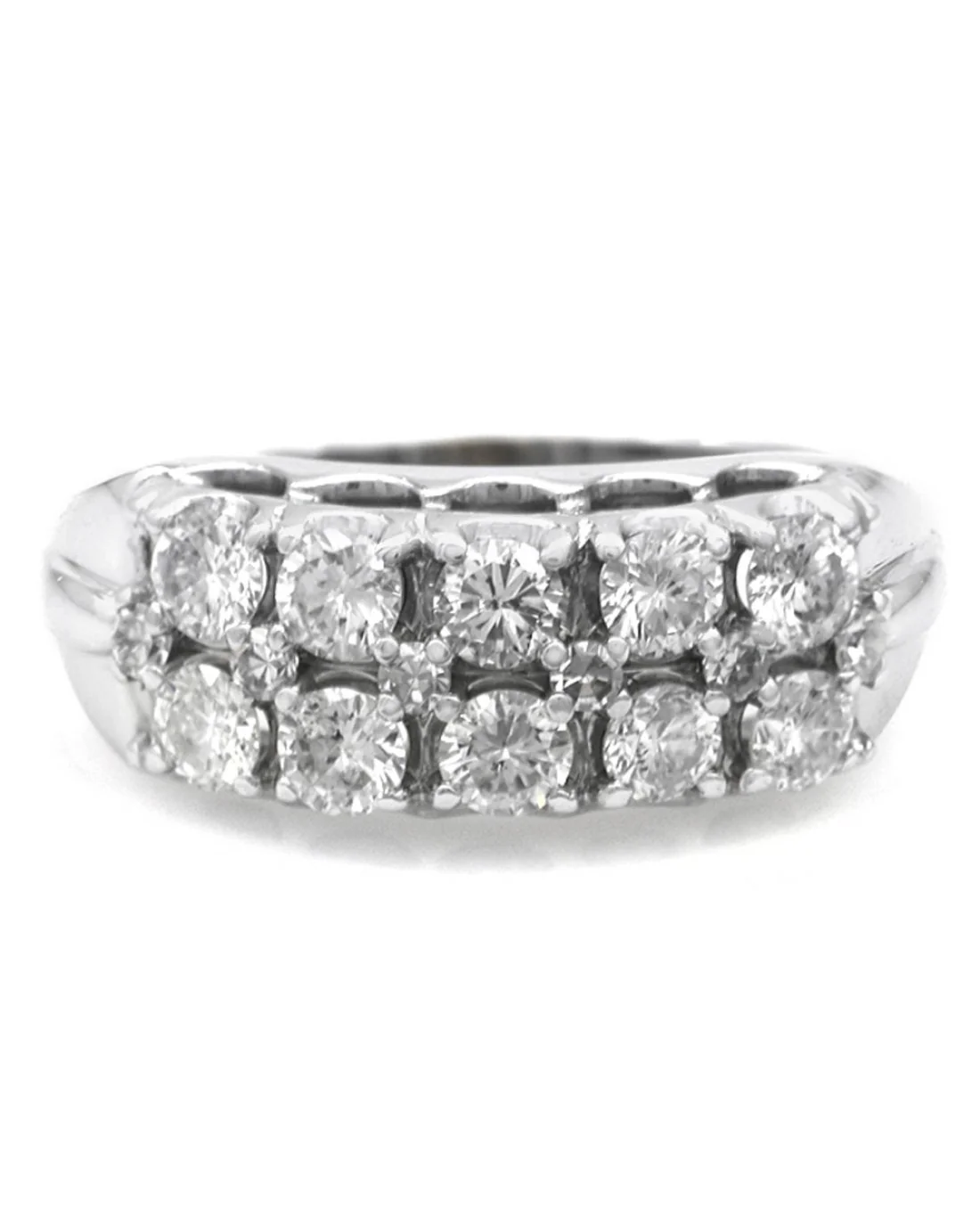 2 Row Diamond Ring in White Gold - Image 2
