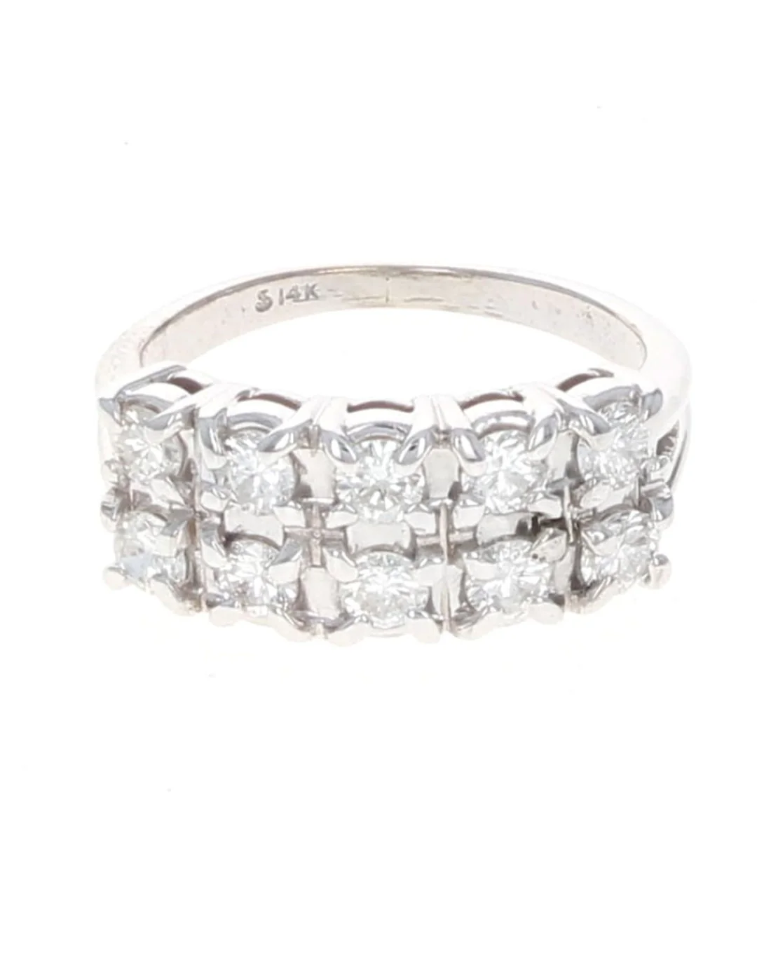 2 Row Diamond Ring in White Gold - Image 2