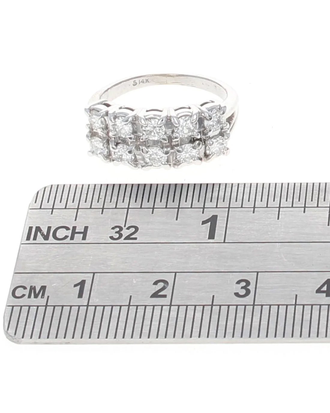 2 Row Diamond Ring in White Gold - Image 3