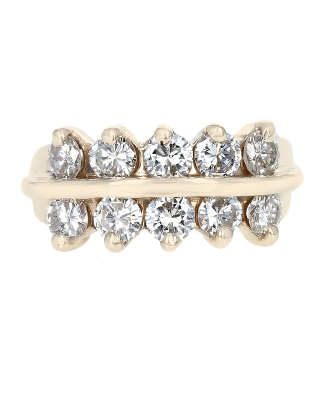 2 Row Diamond Ring in Yellow Gold - Image 2