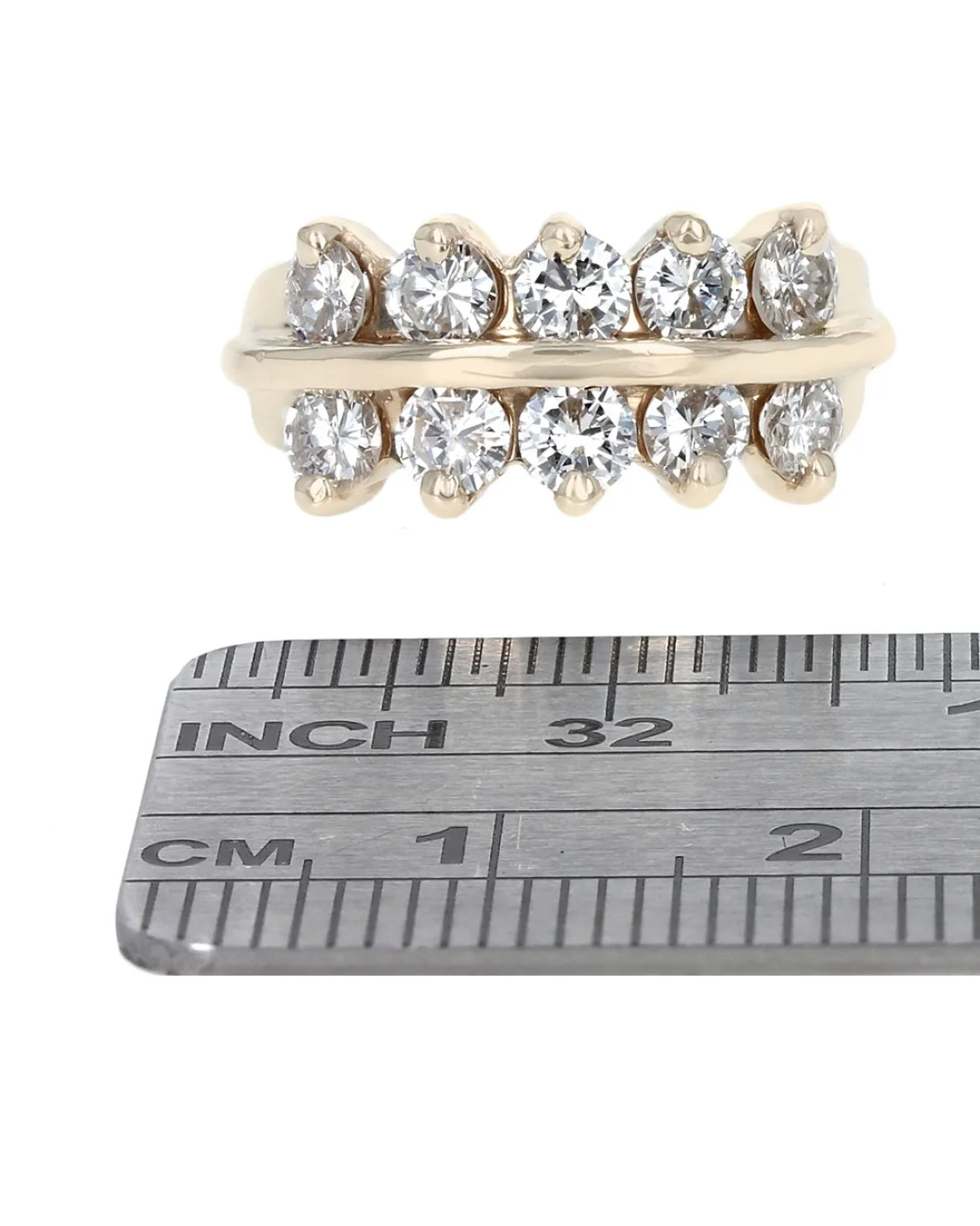 2 Row Diamond Ring in Yellow Gold - Image 3