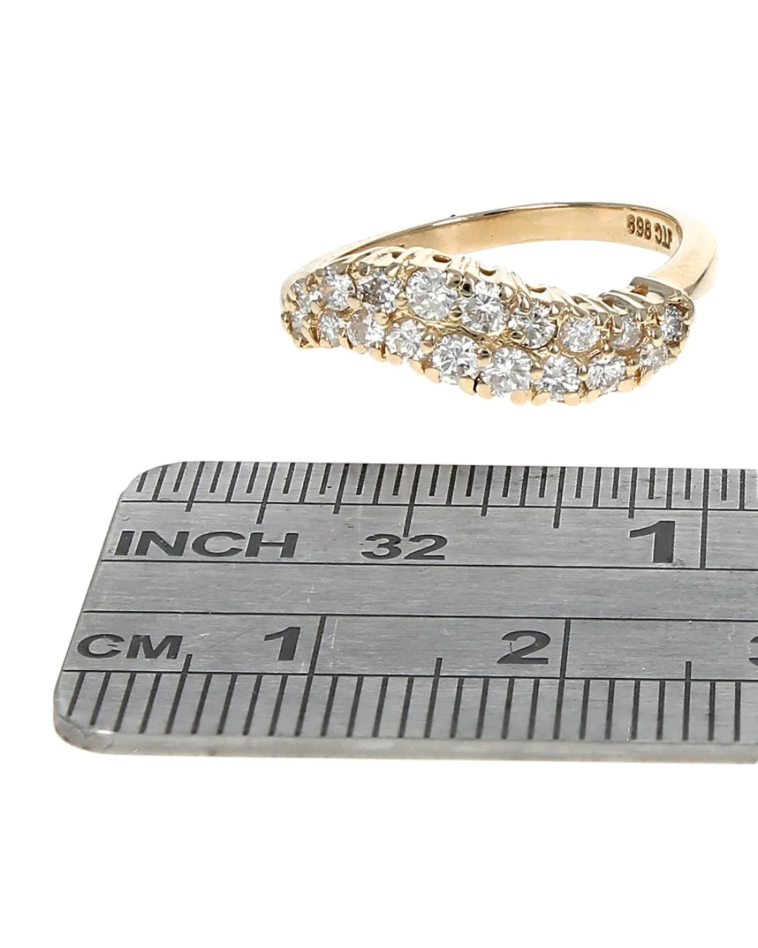 2 Row Diamond Wave Ring in Yellow Gold - Image 3