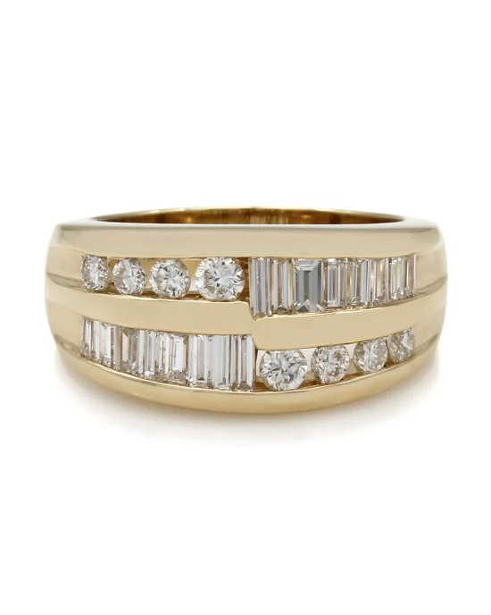 2 Row Round and Baguette Diamond Fashion Ring - Image 2