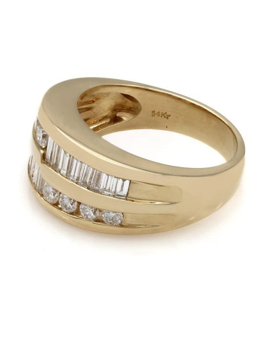 2 Row Round and Baguette Diamond Fashion Ring - Image 3