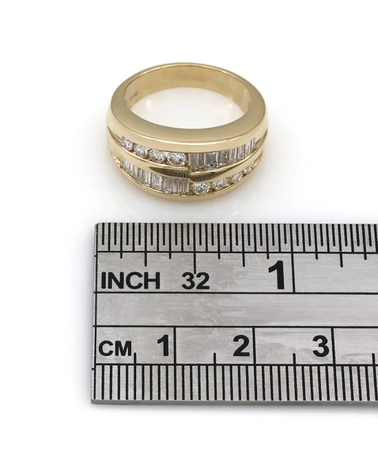 2 Row Round and Baguette Diamond Fashion Ring - Image 4