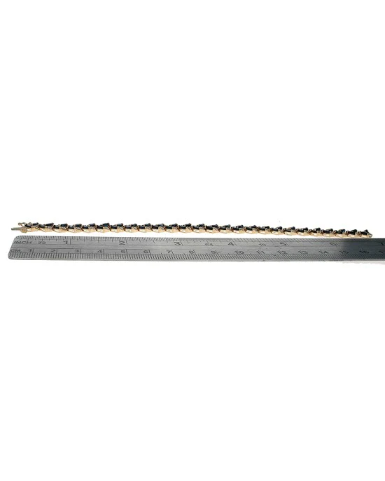 2 Row Staggered Blue Sapphire and Diamolnd Bracelet - Image 3