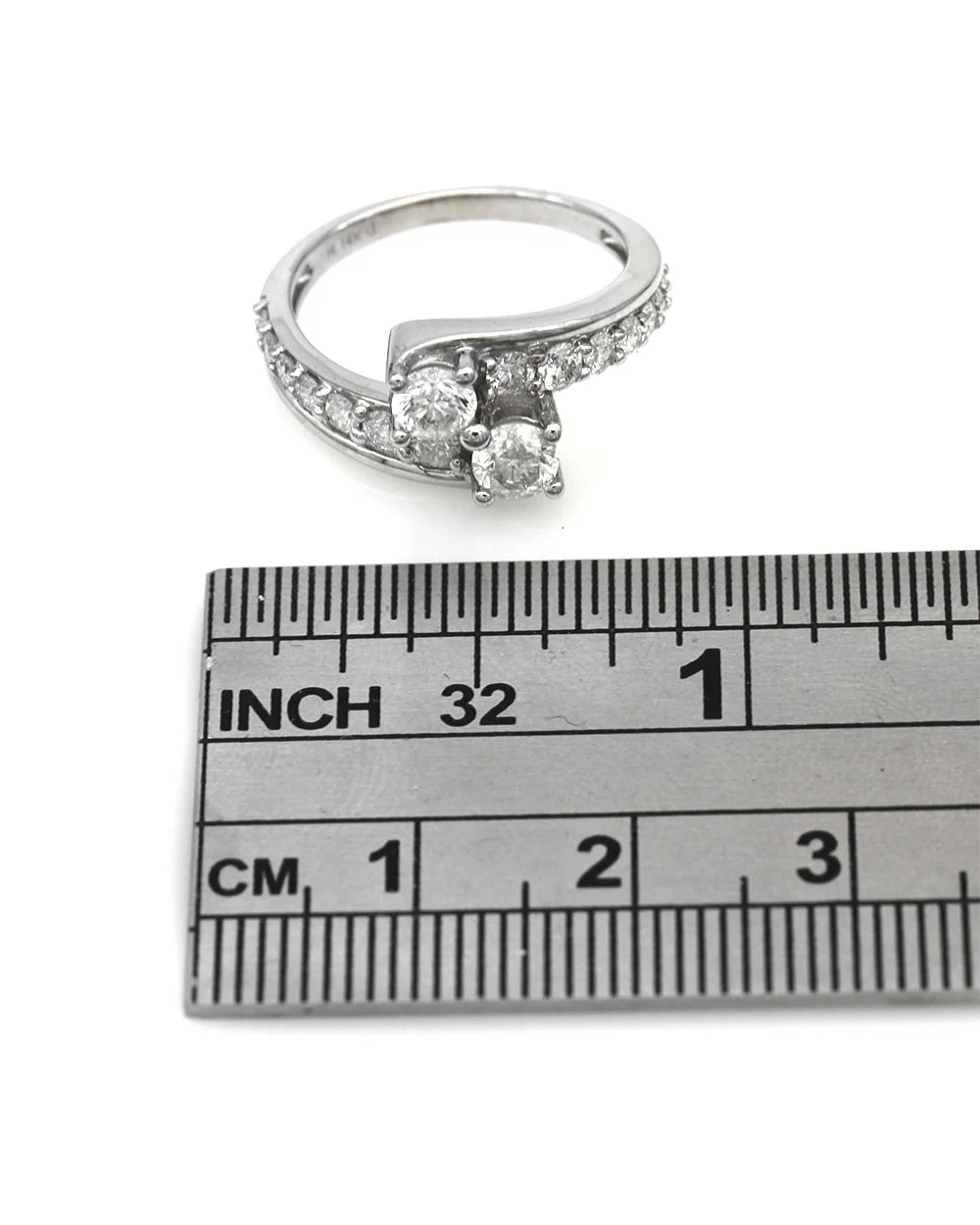 2 Stone Diamond Bypass Ring in White Gold - Image 3
