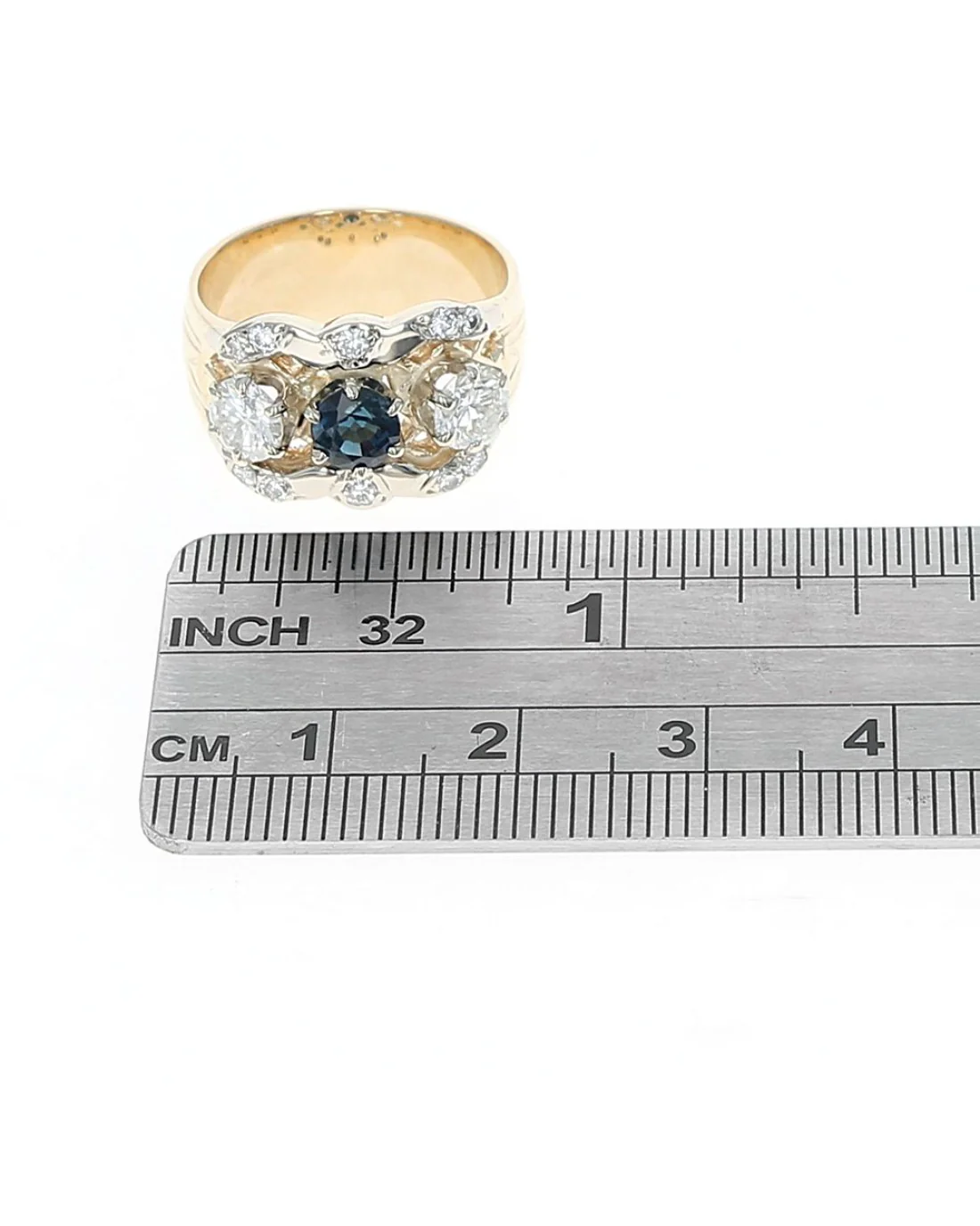 2 Tone Alternating Diamond and Sapphire Diamond Flanked Band - Image 3