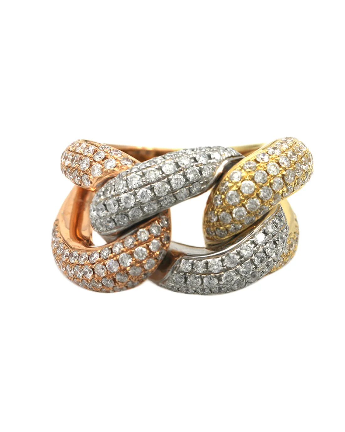 2 Tone Diamond Open Entwined Ring - Image 2