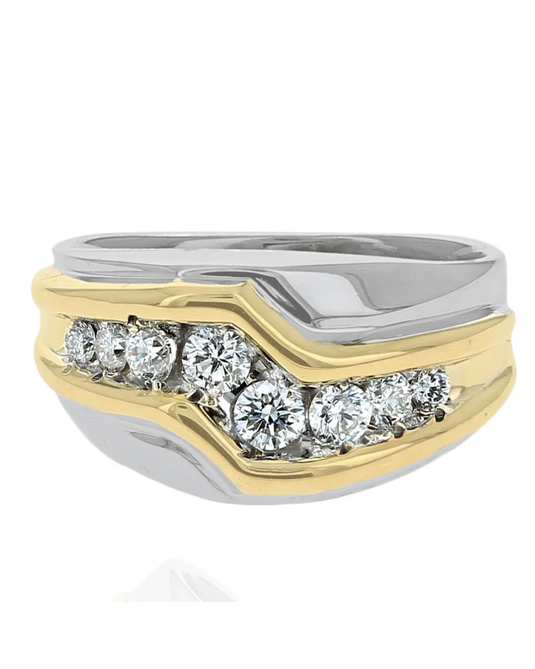 2 Tone Diamond Zig Zag Ring - Image 2