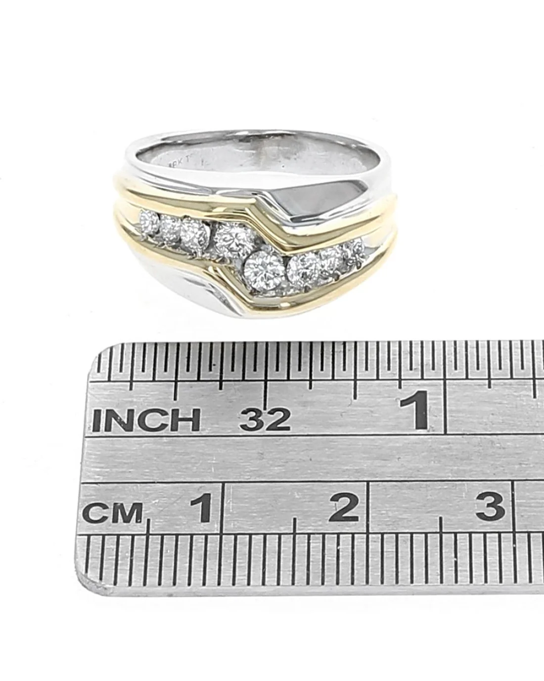 2 Tone Diamond Zig Zag Ring - Image 3