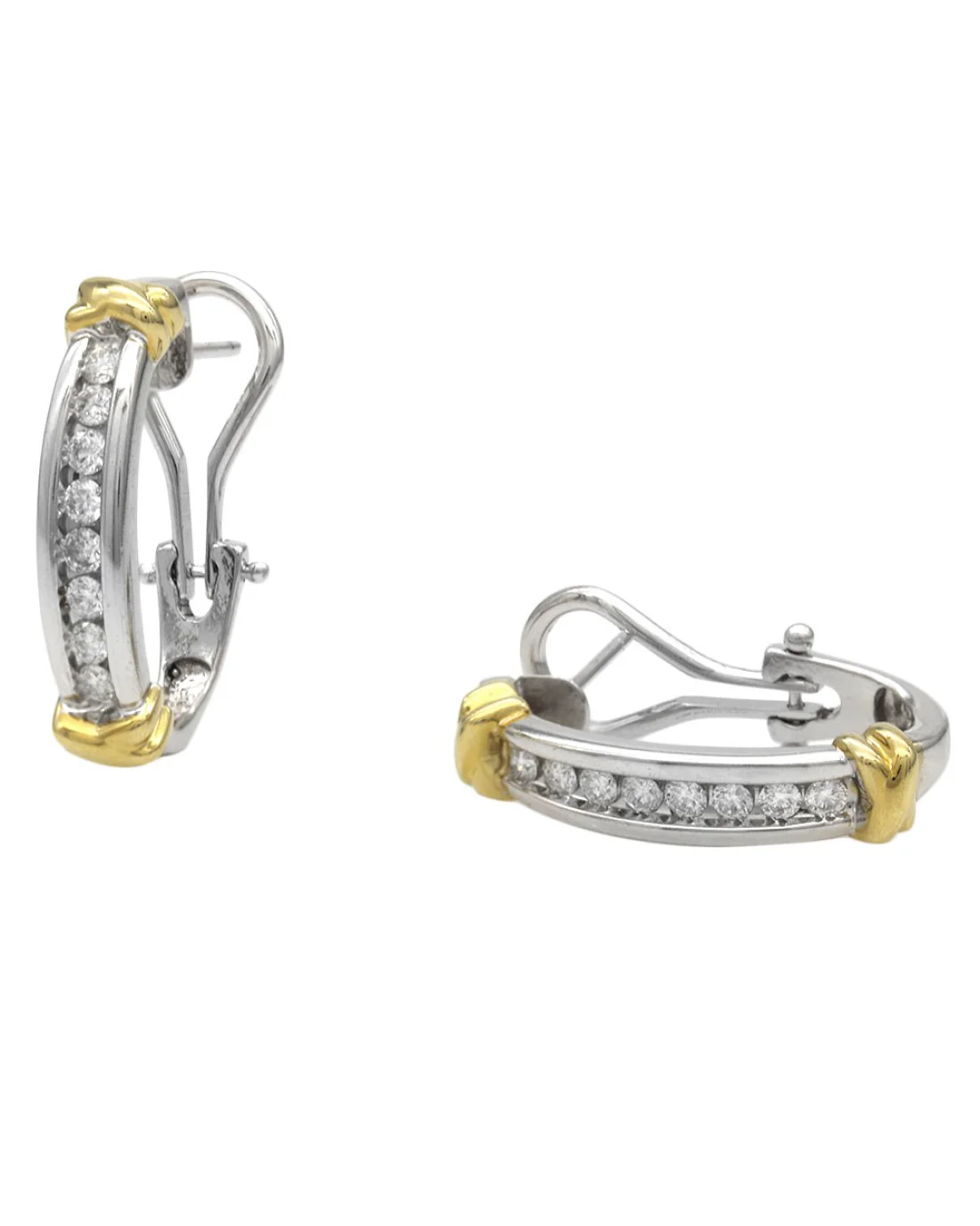2 Toned Diamond J Earrings - Image 2
