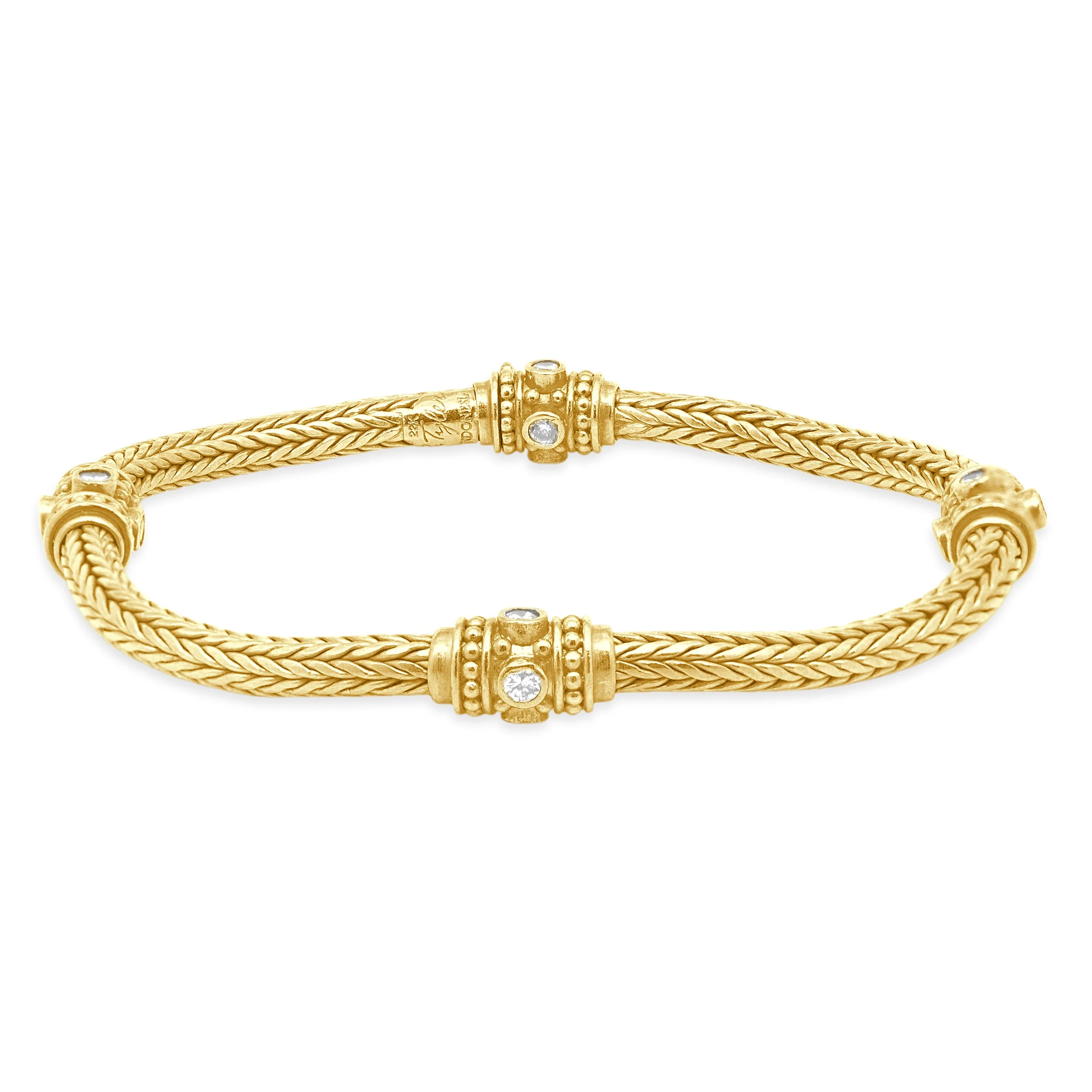 22 Karat Yellow Gold 4-Station Diamond Bracelet