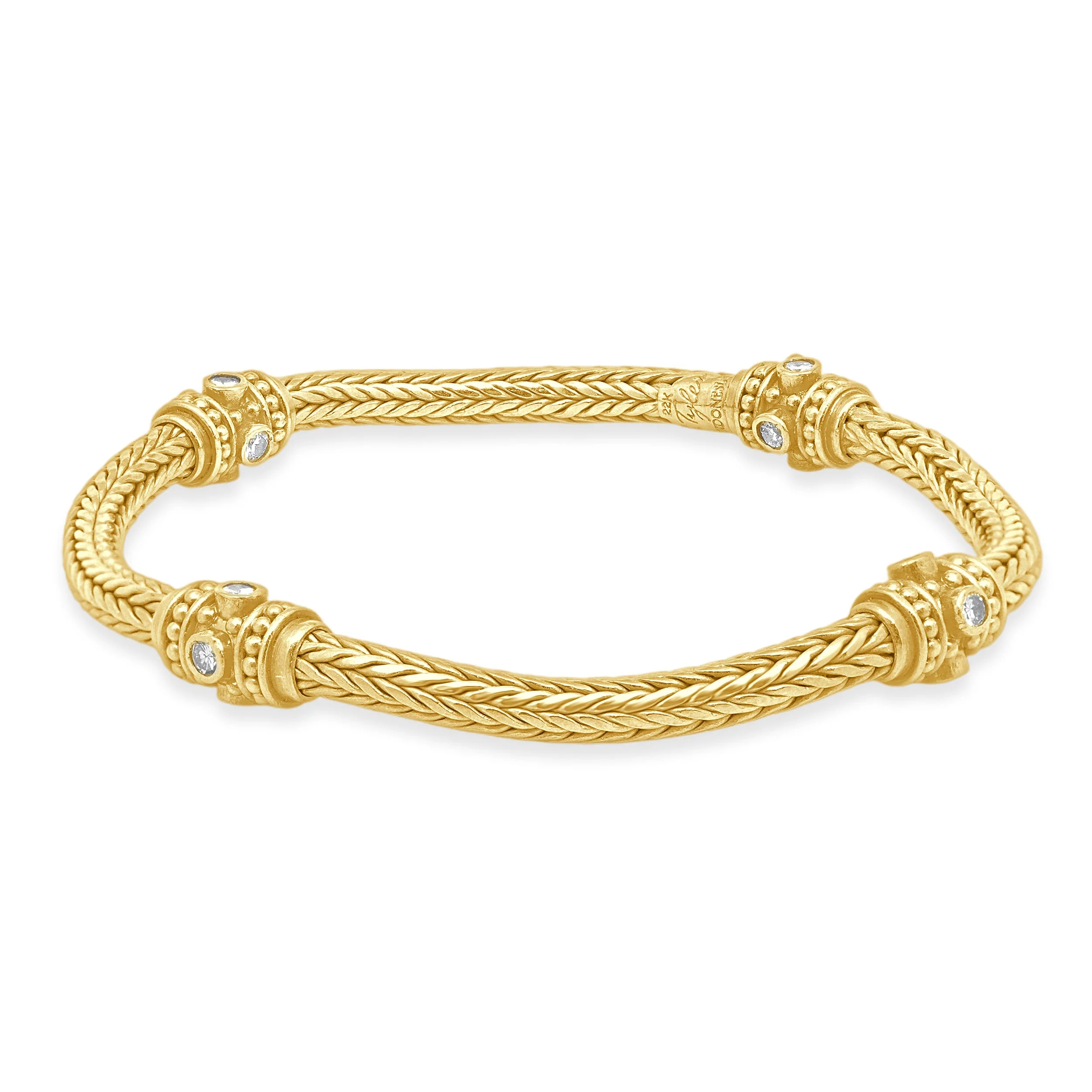 22 Karat Yellow Gold 4-Station Diamond Bracelet - Image 2