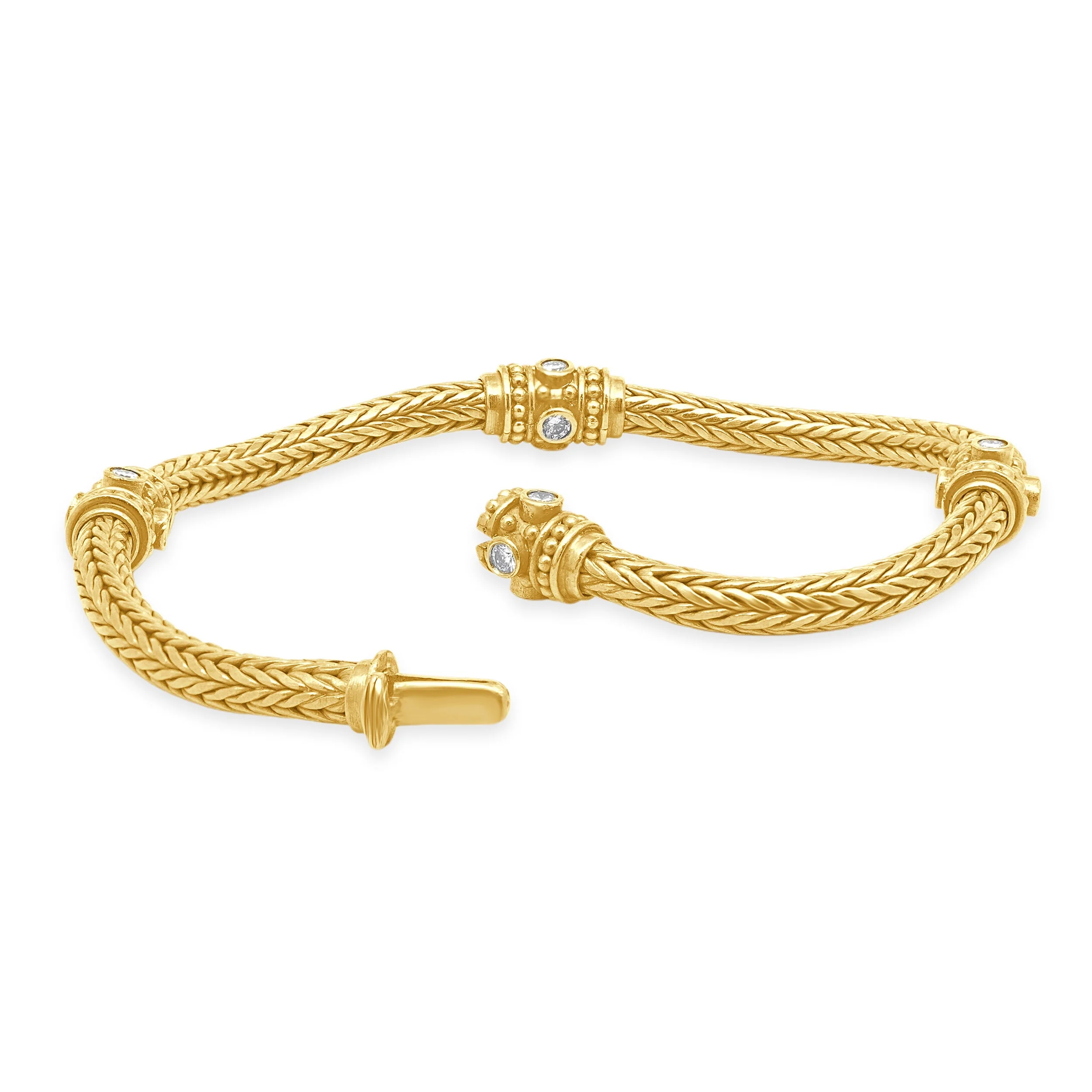 22 Karat Yellow Gold 4-Station Diamond Bracelet - Image 3