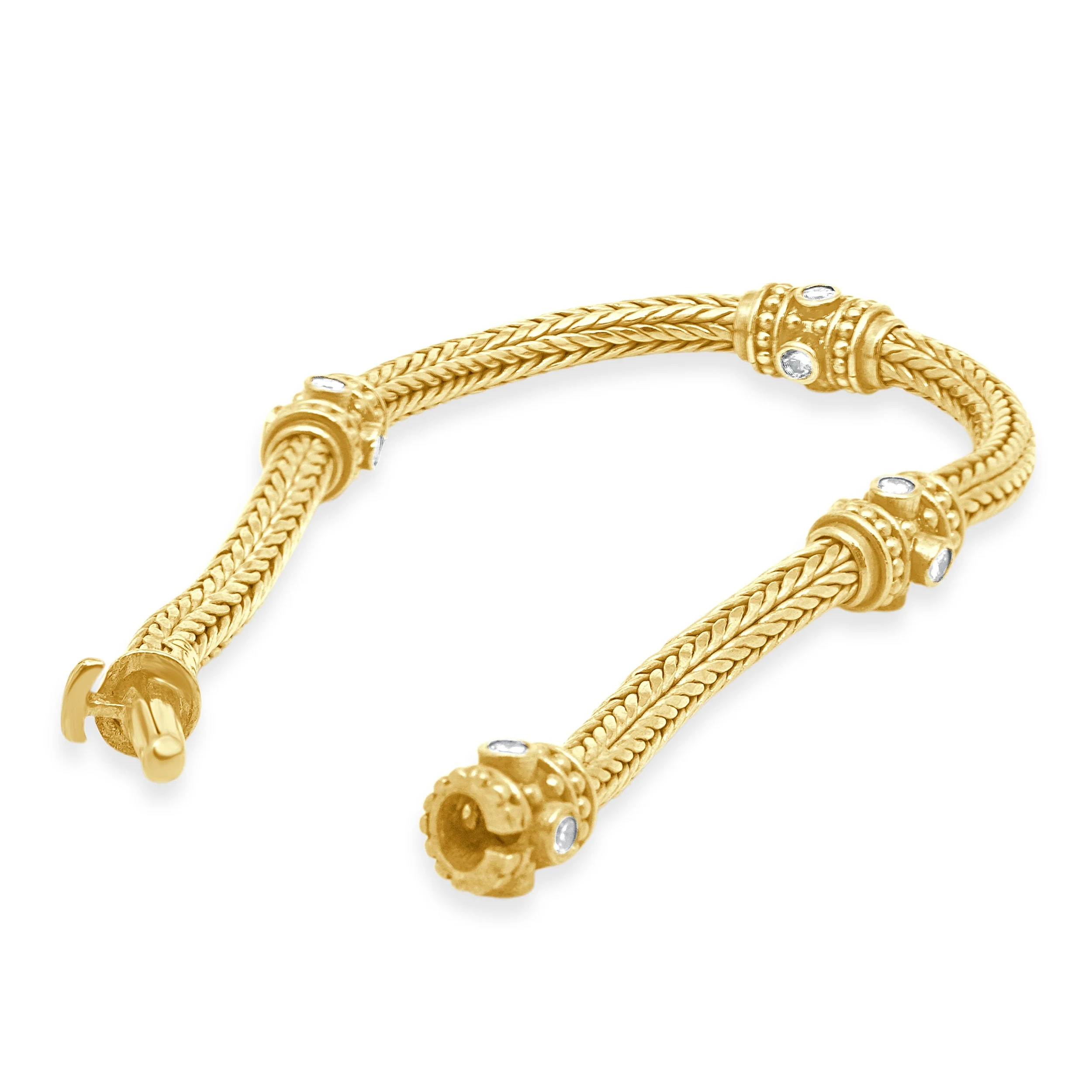 22 Karat Yellow Gold 4-Station Diamond Bracelet - Image 4