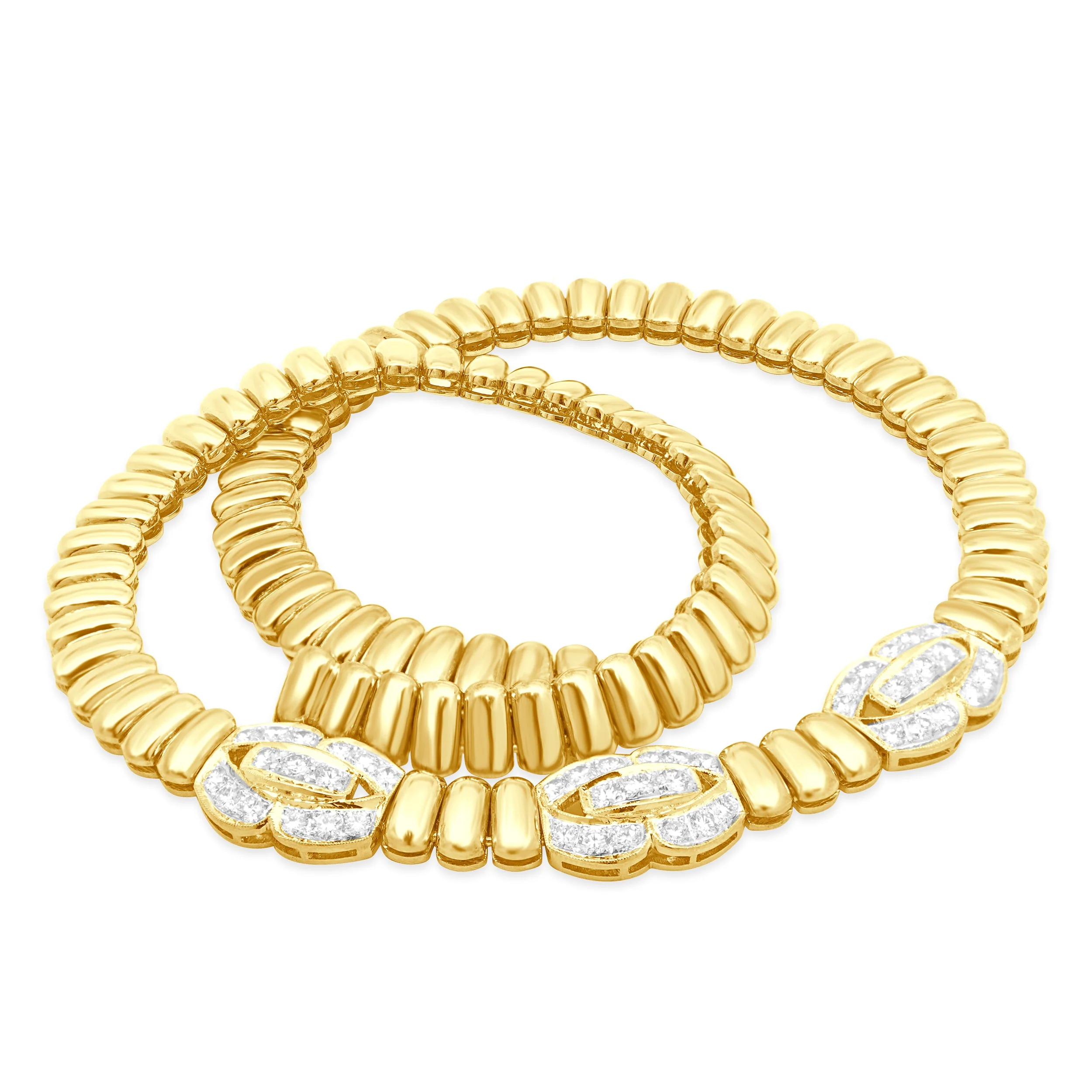 22 Karat Yellow Gold Link Style Diamond Collar Necklace - Image 2