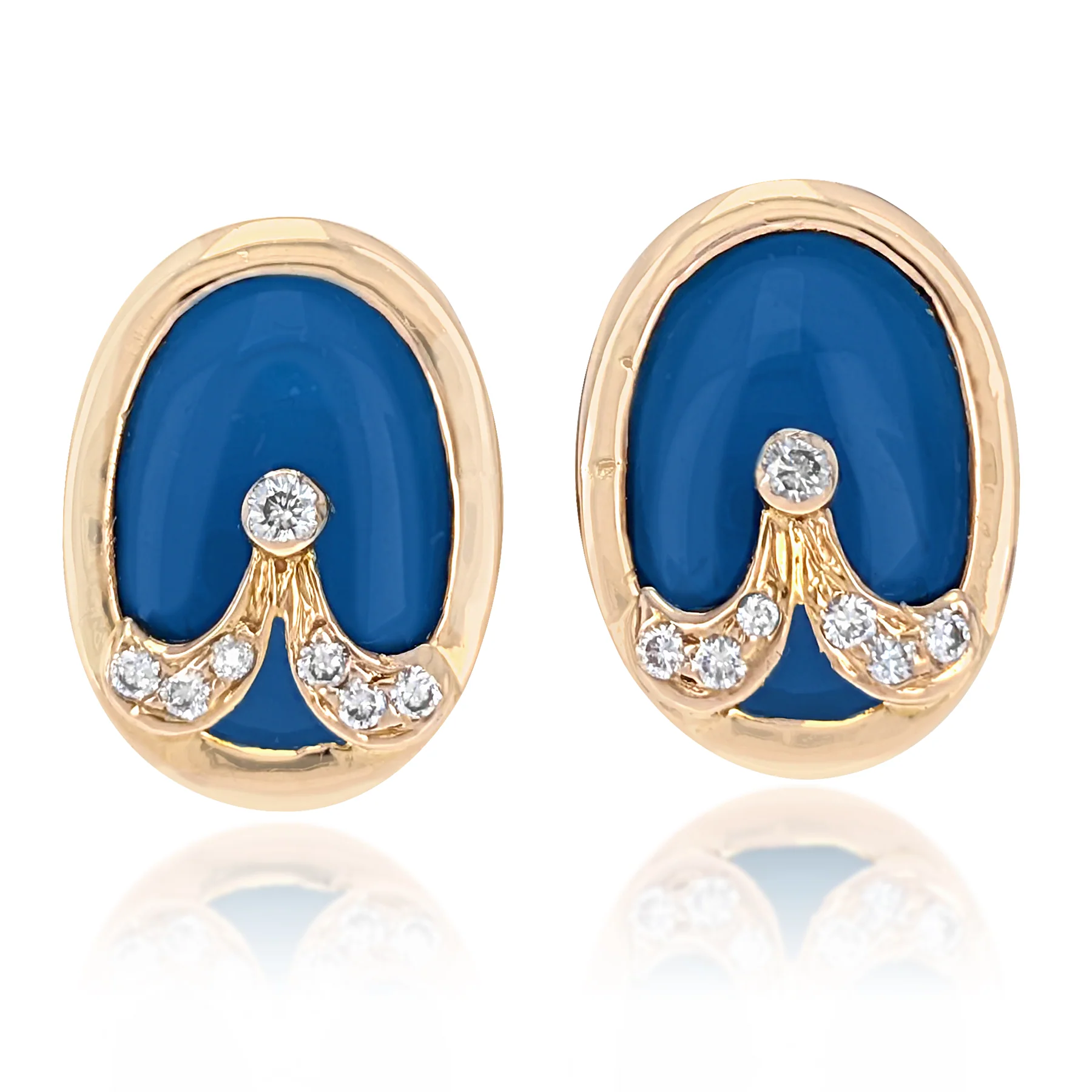22K Yellow Gold Blue Stone & Diamond Earrings