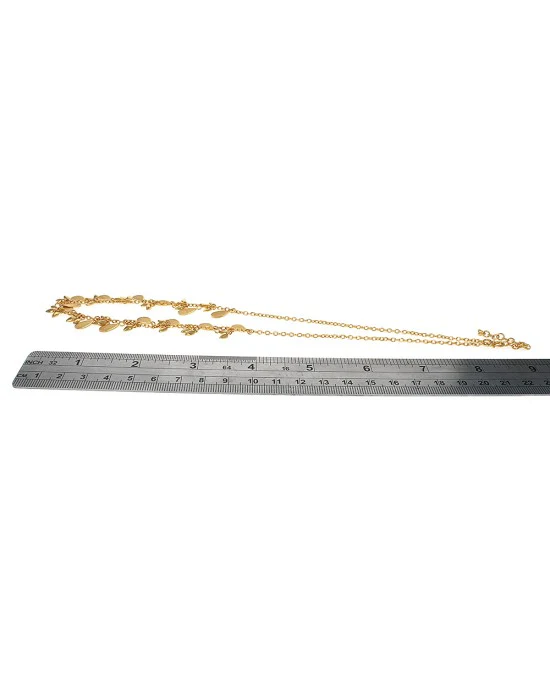 24K Pear Disk and Seed Drop Chain Necklace - Image 3