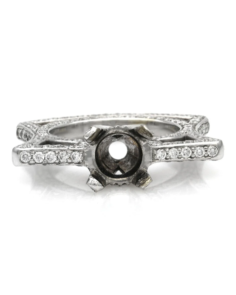 3.34ctw Diamond Flat Cut Out Semi Mount in White Gold - Image 2