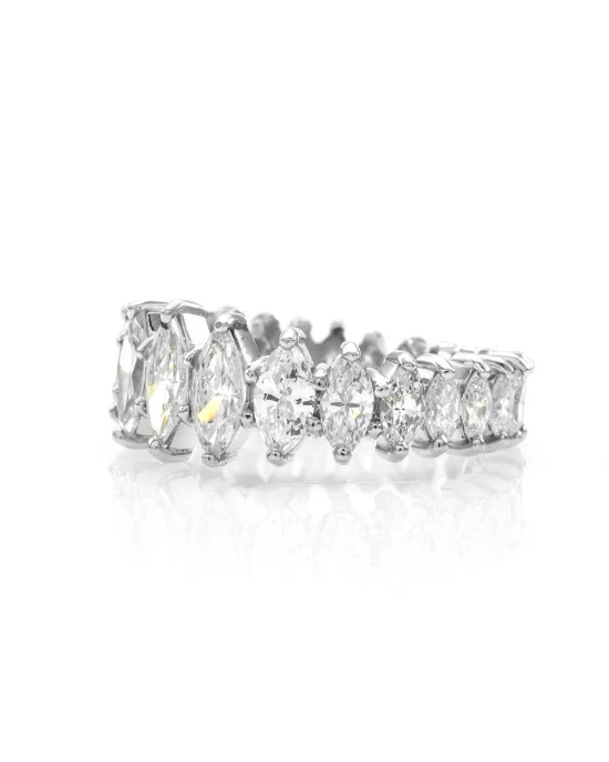 3.41ctw Marquise Cut Diamond Eternity Band/ Ring in Platinum SZ 7 - Image 4