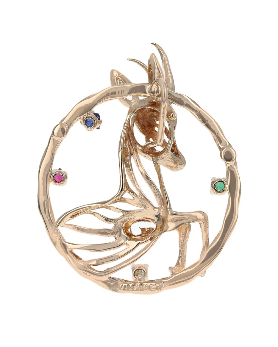 3 Dimensional Gazelle Open Pendant with Mixed Stones - Image 2