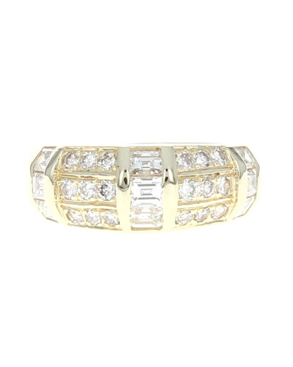 3 Row Diamond Angled Ring in Yellow Gold - Image 2