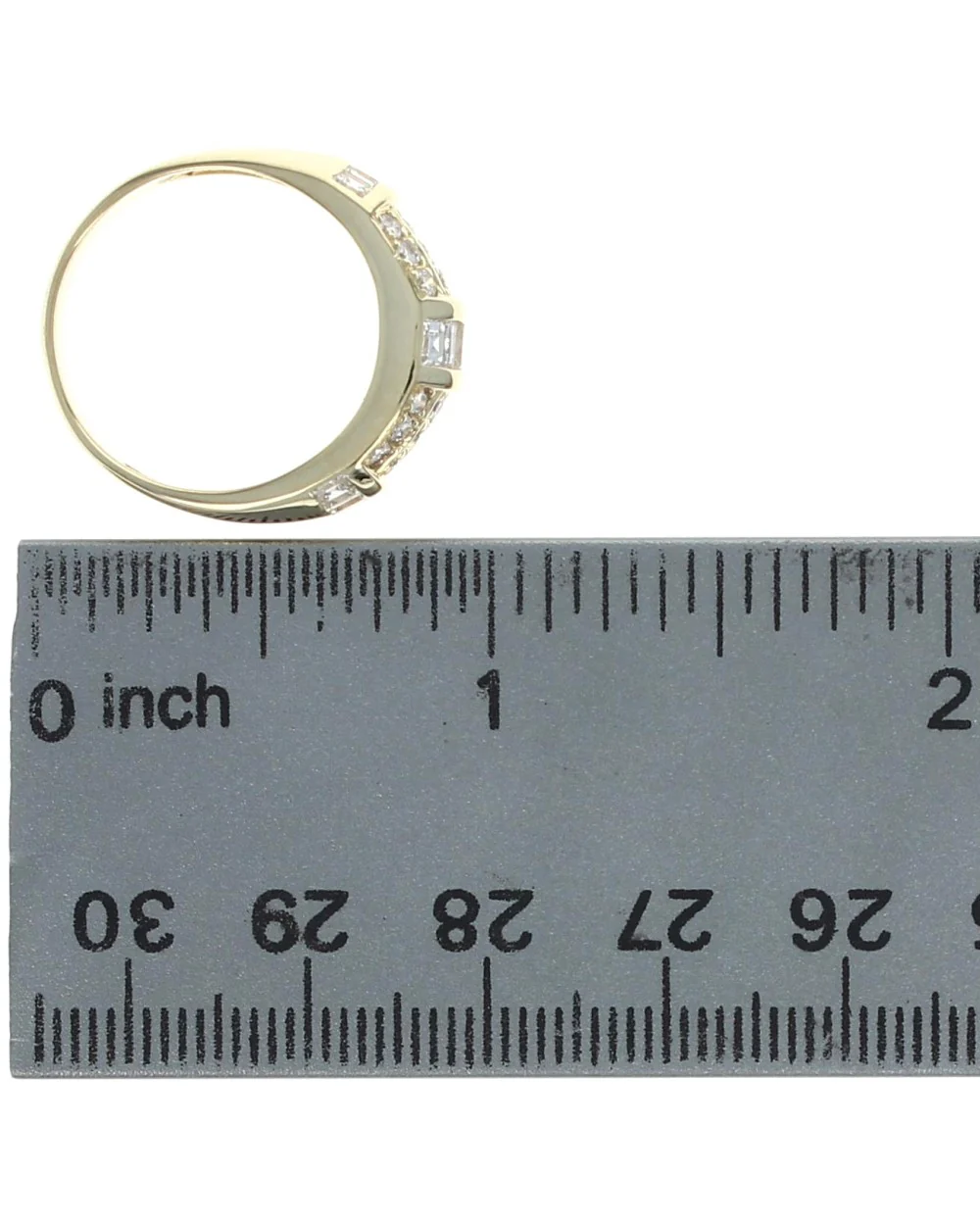 3 Row Diamond Angled Ring in Yellow Gold - Image 3