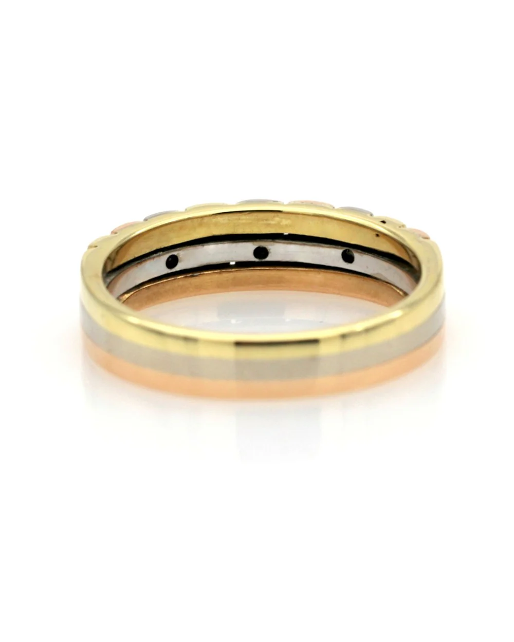 3 Row Diamond Band in Tri Color Gold - Image 3