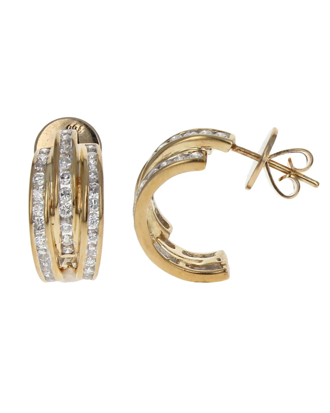 3 Row Diamond Curved Earrings - Image 2