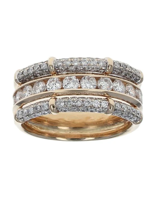 3 Row Diamond Grooved Band Ring - Image 2