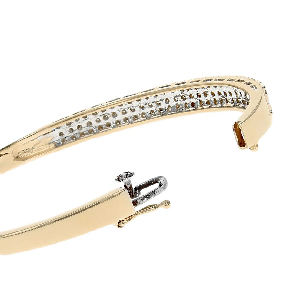 3 Row Diamond Pave Hinged Bangle Bracelet - Image 2