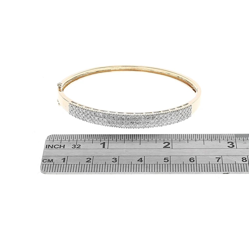3 Row Diamond Pave Hinged Bangle Bracelet - Image 3