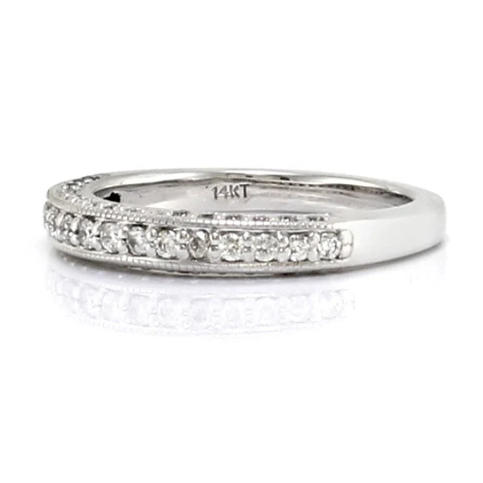 3 Row Diamond Pave Milgrain Band