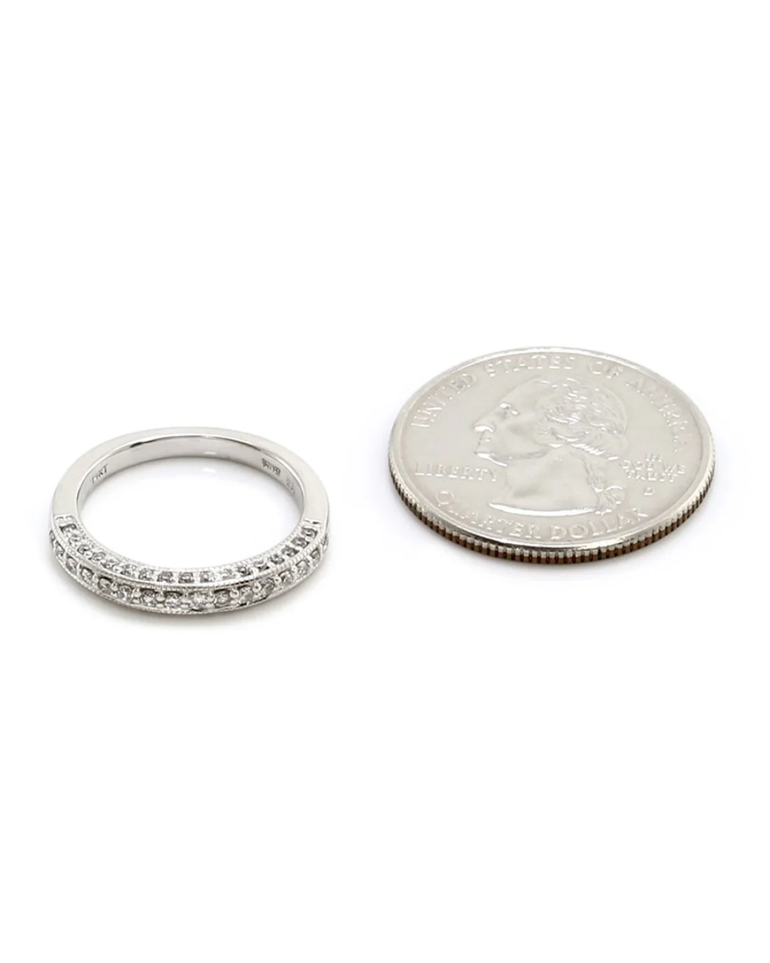 3 Row Diamond Pave Milgrain Band - Image 3