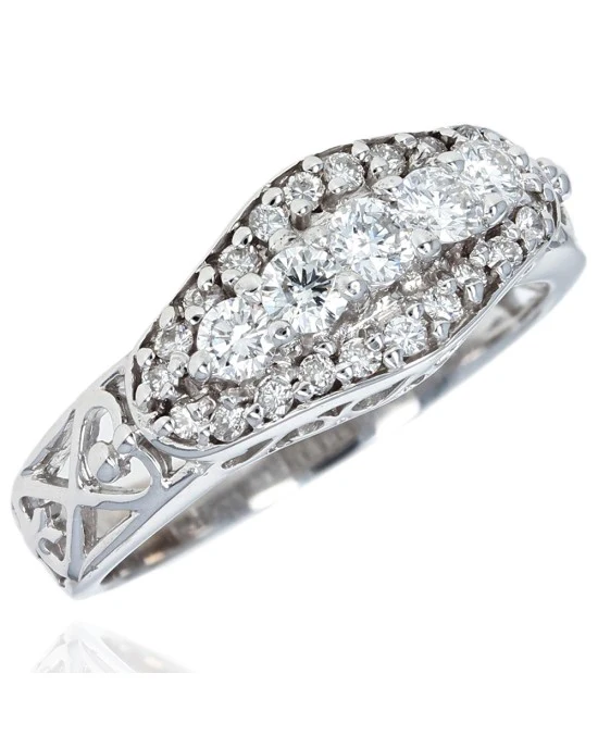 3 Row Diamond Ring in Gold