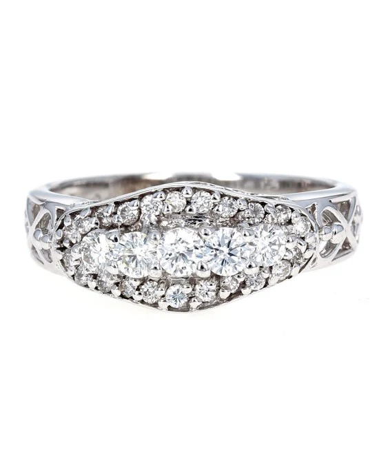 3 Row Diamond Ring in Gold - Image 2