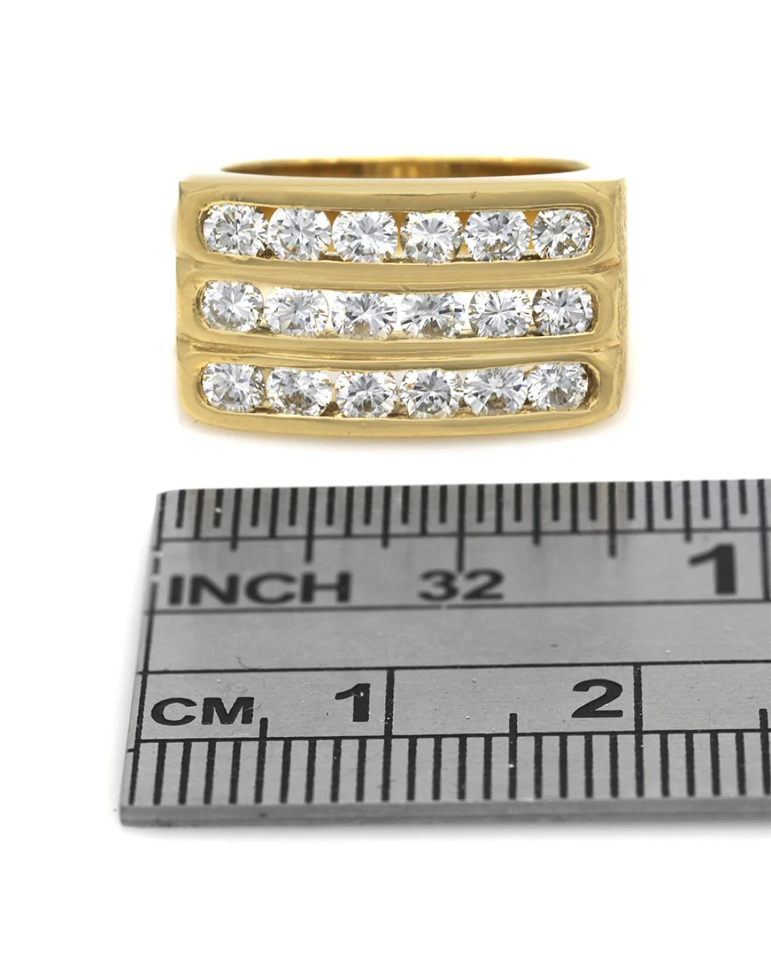 3 Row Diamond Ring in Yellow Gold - Image 3
