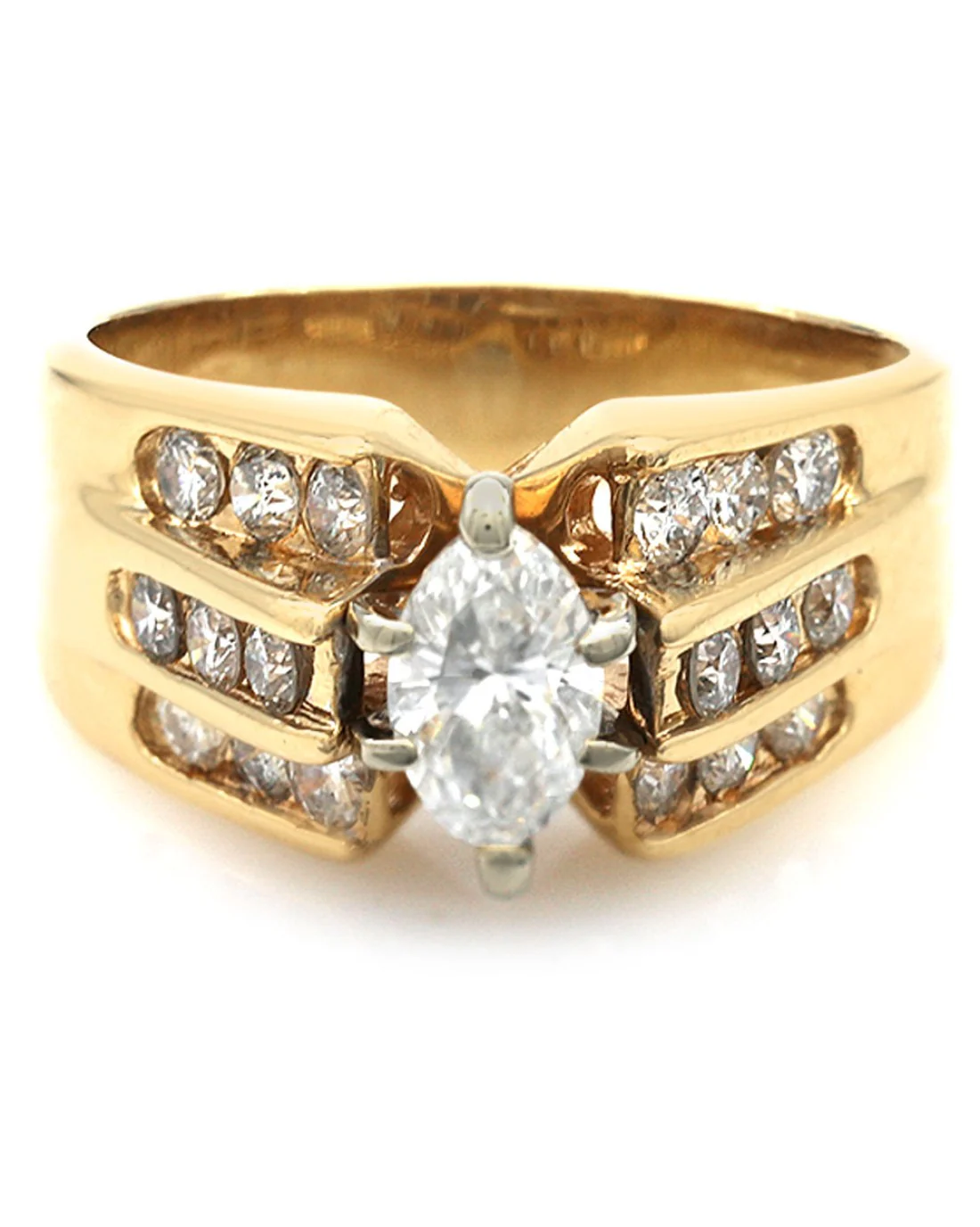 3 Row Diamond Ring in Yellow Gold - Image 2