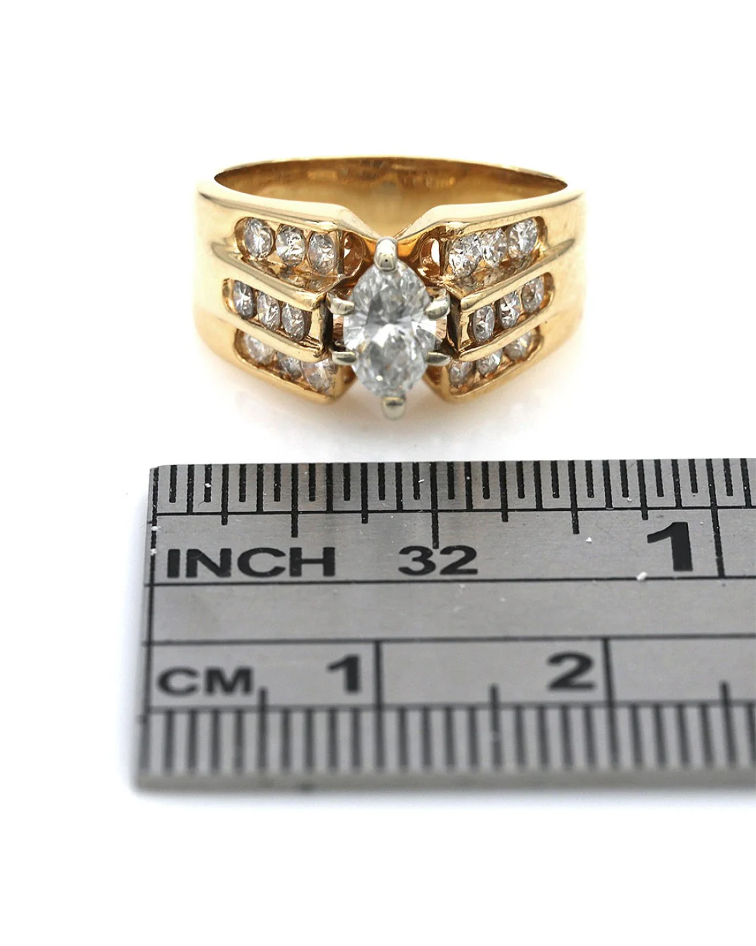 3 Row Diamond Ring in Yellow Gold - Image 3