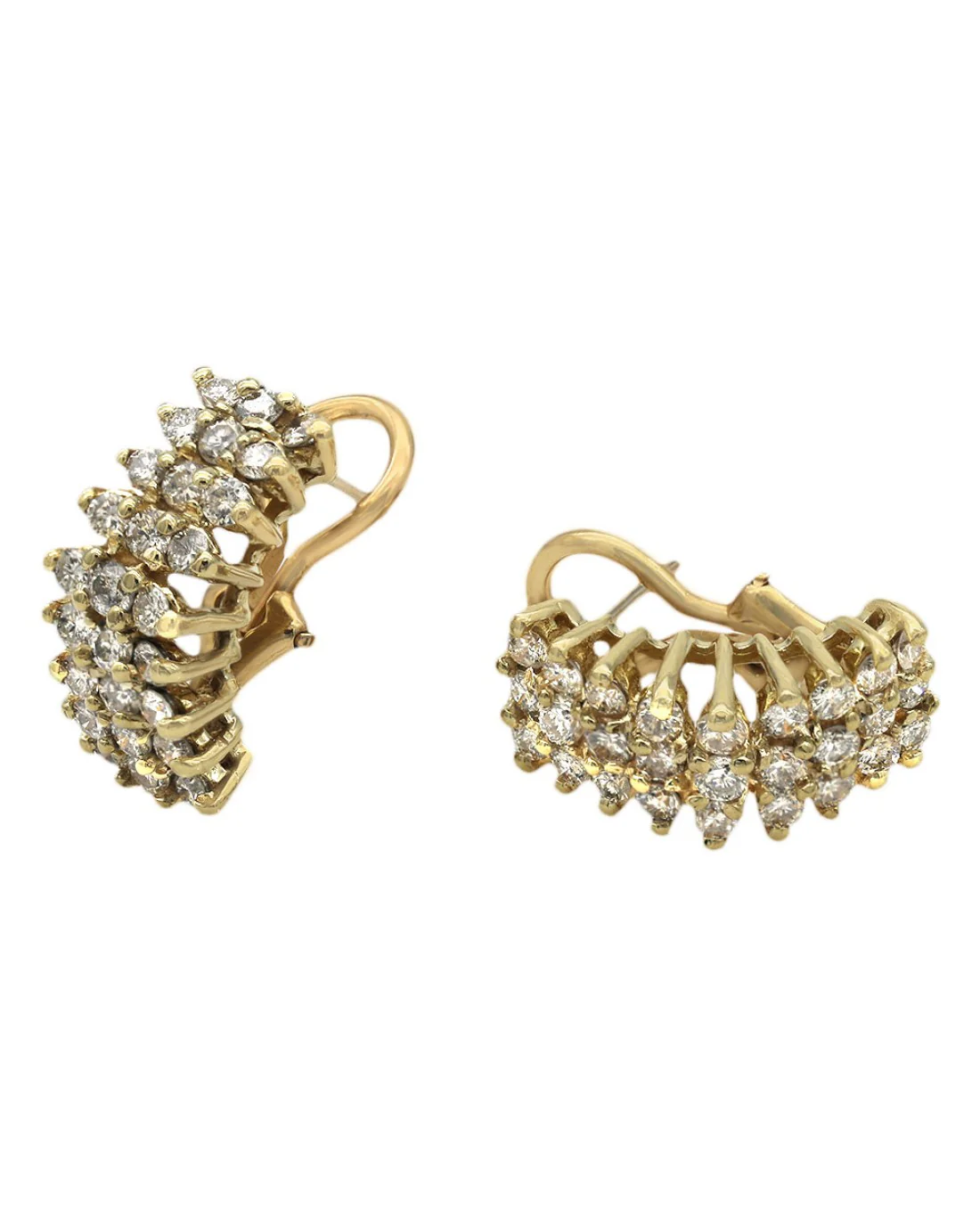 3 Row Diamond Rooftop Earrings - Image 2