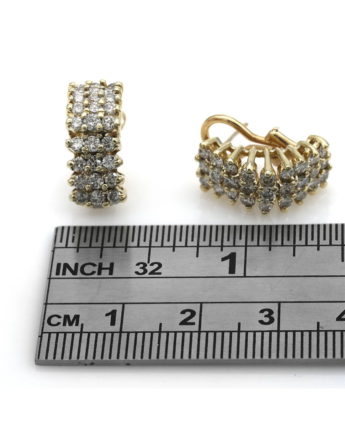 3 Row Diamond Rooftop Earrings - Image 3