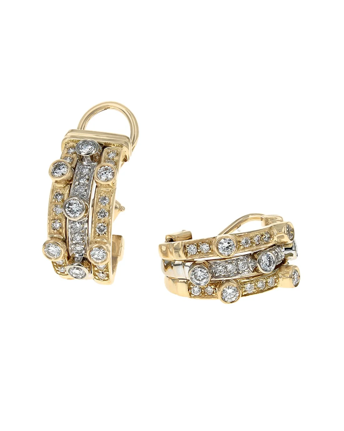 3 Row Diamond Station and Diamond Pave Curved Earrings - Image 2