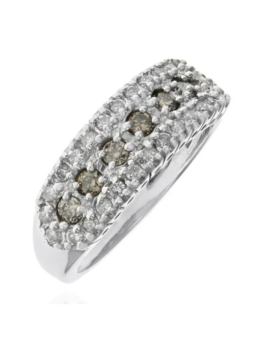 3-Row Diamond Tapered Band in White Gold