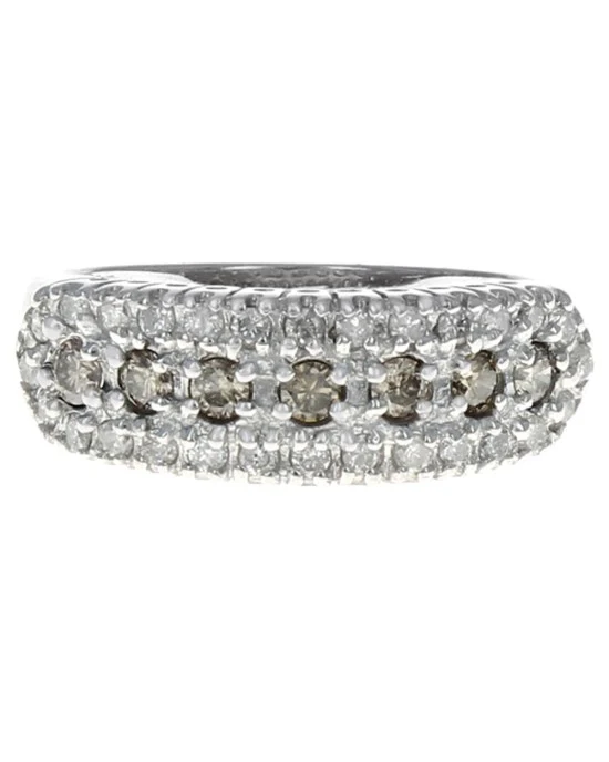 3-Row Diamond Tapered Band in White Gold - Image 2